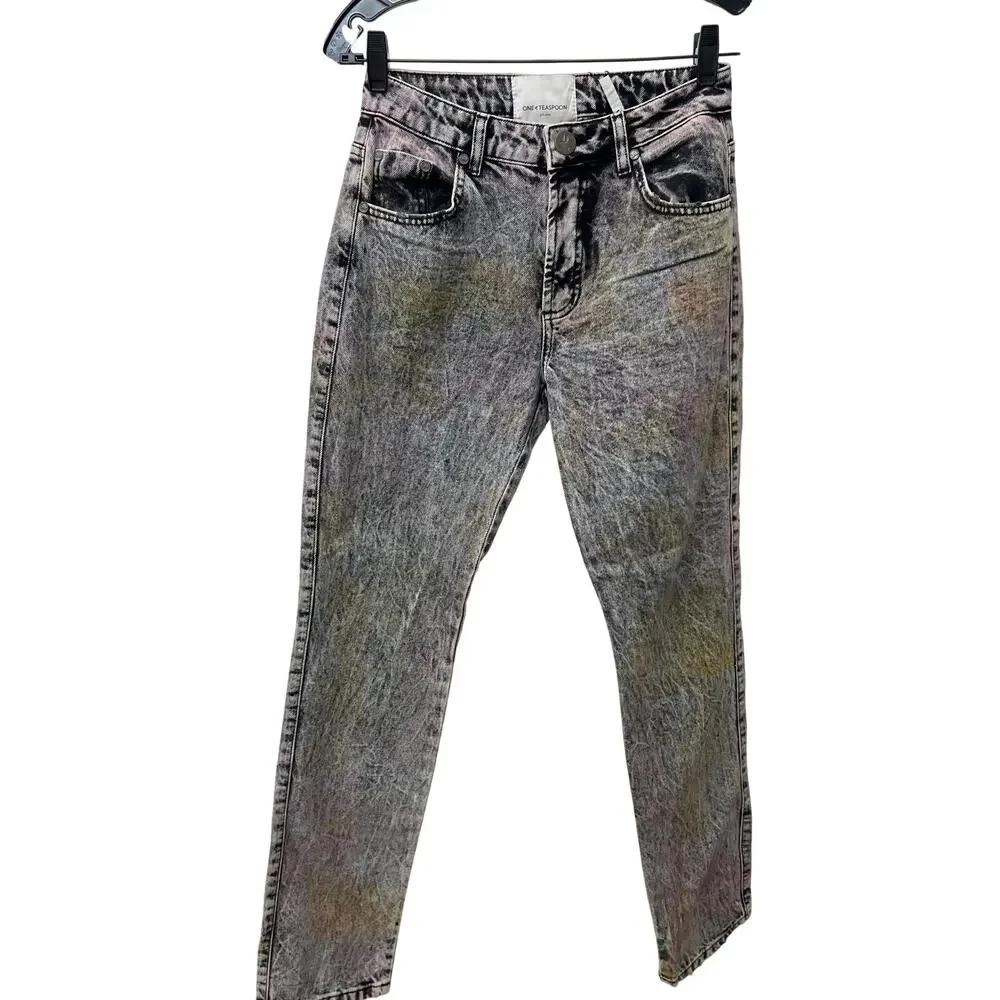 NWT One Teaspoon Size 25 Truckers Sunset Acid Wash High Rise Slim Denim Jeans - Picture 1 of 4